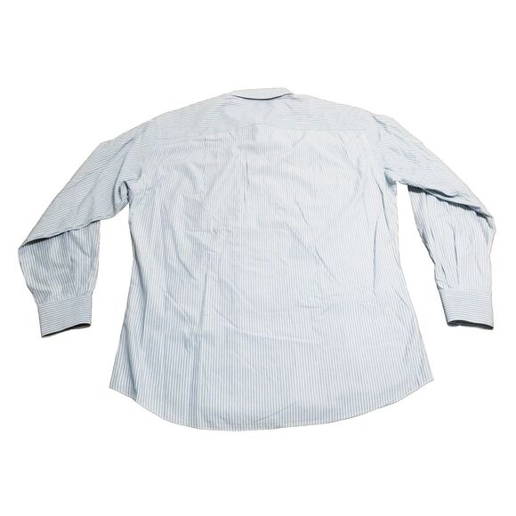 Ermenegildo Zegna Shirt Men's Size 42 16.5 Blue Vertical Stripe 100% Cotton - Picture 3 of 5